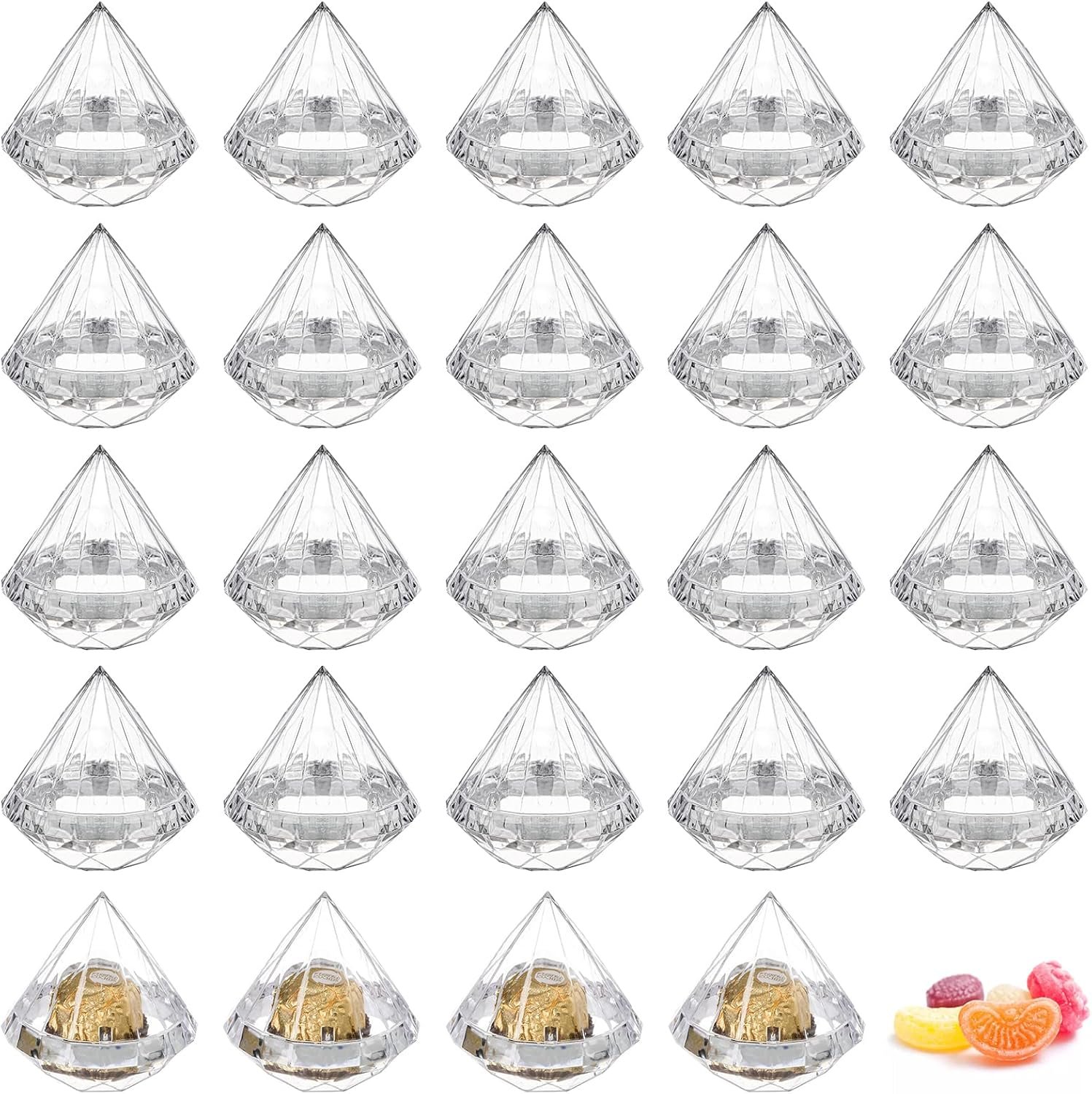 Logo Personalizzato Scatole Trasparenti Forma Diamante 24 Pezzi 3 x 3 Pollici Plastica Marchio Bianco per Matrimoni Baby Shower Addio al Nubilato Festa San Valentino dal Produttore