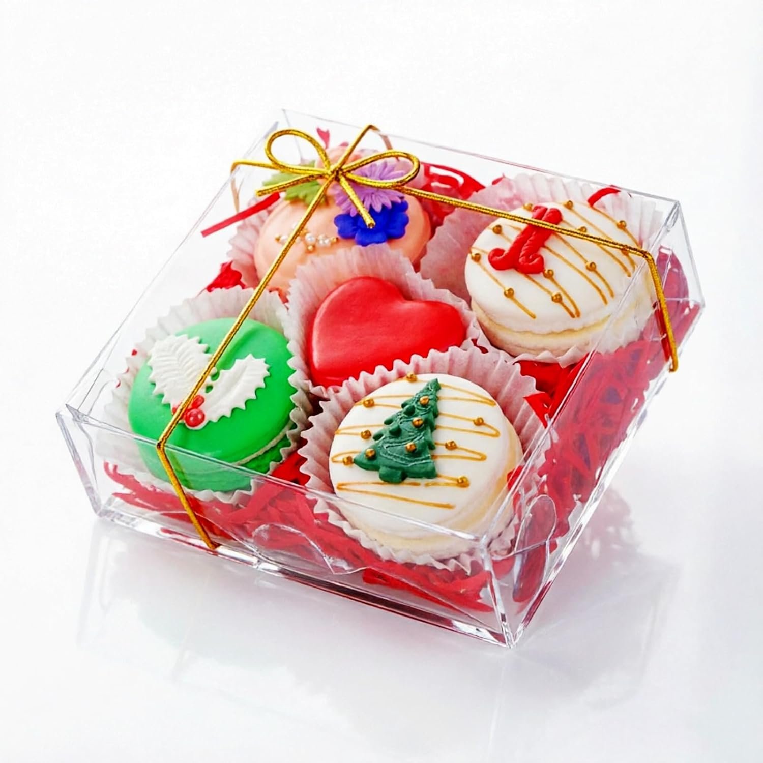 Logo Personalizzato Scatole Trasparenti per Pasticceria 50 Pz 5x5x2 Pollici Marchio Bianco per Fragole Ricoperte di Cioccolato Torte Mini Biscotti Macaron Pie Cakesicle dal Produttore