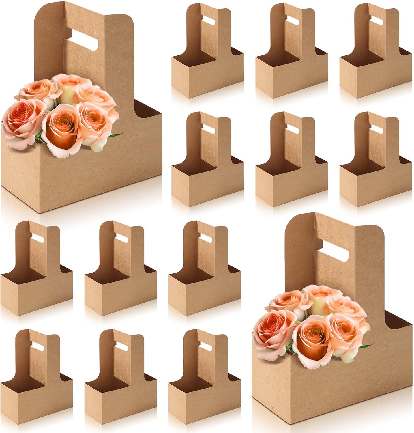 Marchio Bianco 40 Pezzi Portabevande Usa e Getta per 2 Tazze con Manico Buste Regalo Floreali con Logo Personalizzato per Compleanni Matrimoni Feste dal Produttore