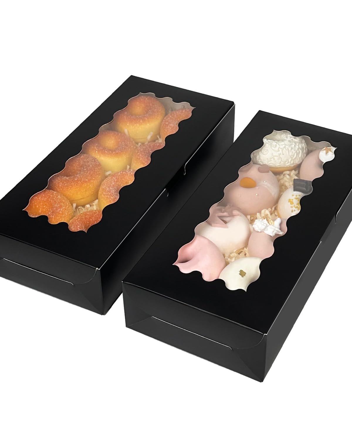 Produttore di Scatole per Biscotti Nere con Finestra 12x5.5x2.5 Pollici 50 Confezioni Marchio Bianco con Logo Personalizzato