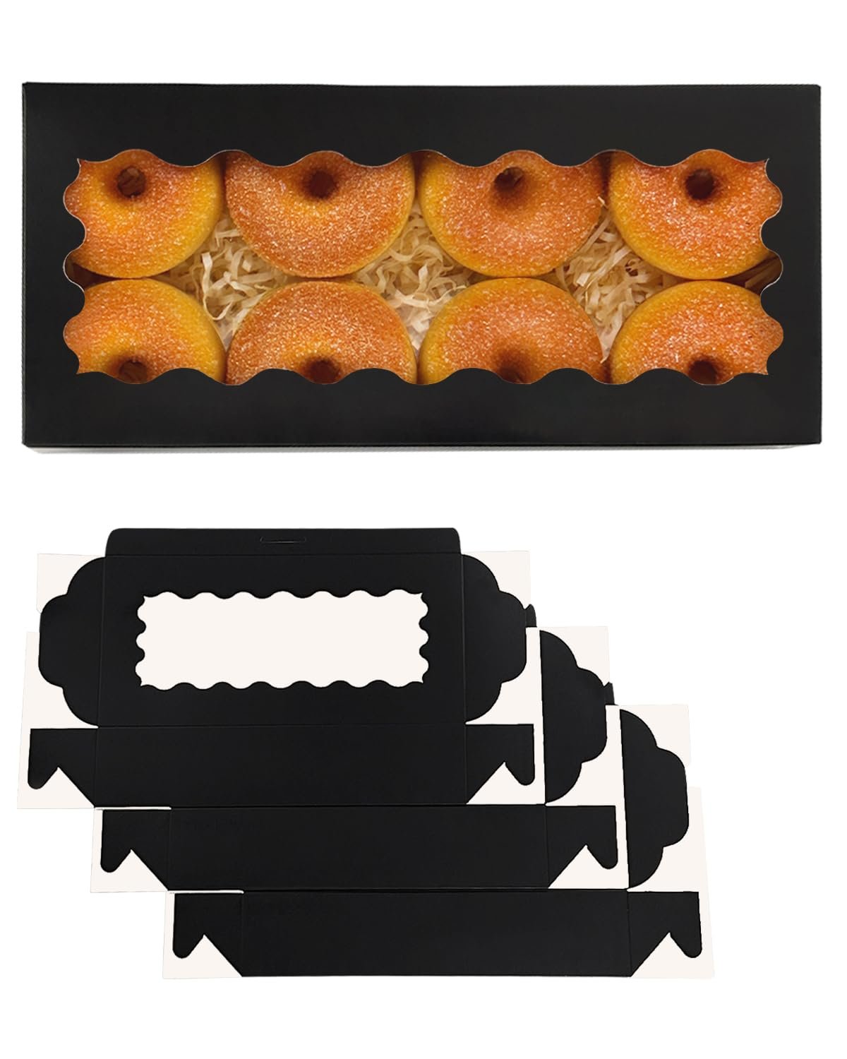 Produttore di Scatole per Biscotti Nere con Finestra 12x5.5x2.5 Pollici 50 Confezioni Marchio Bianco con Logo Personalizzato