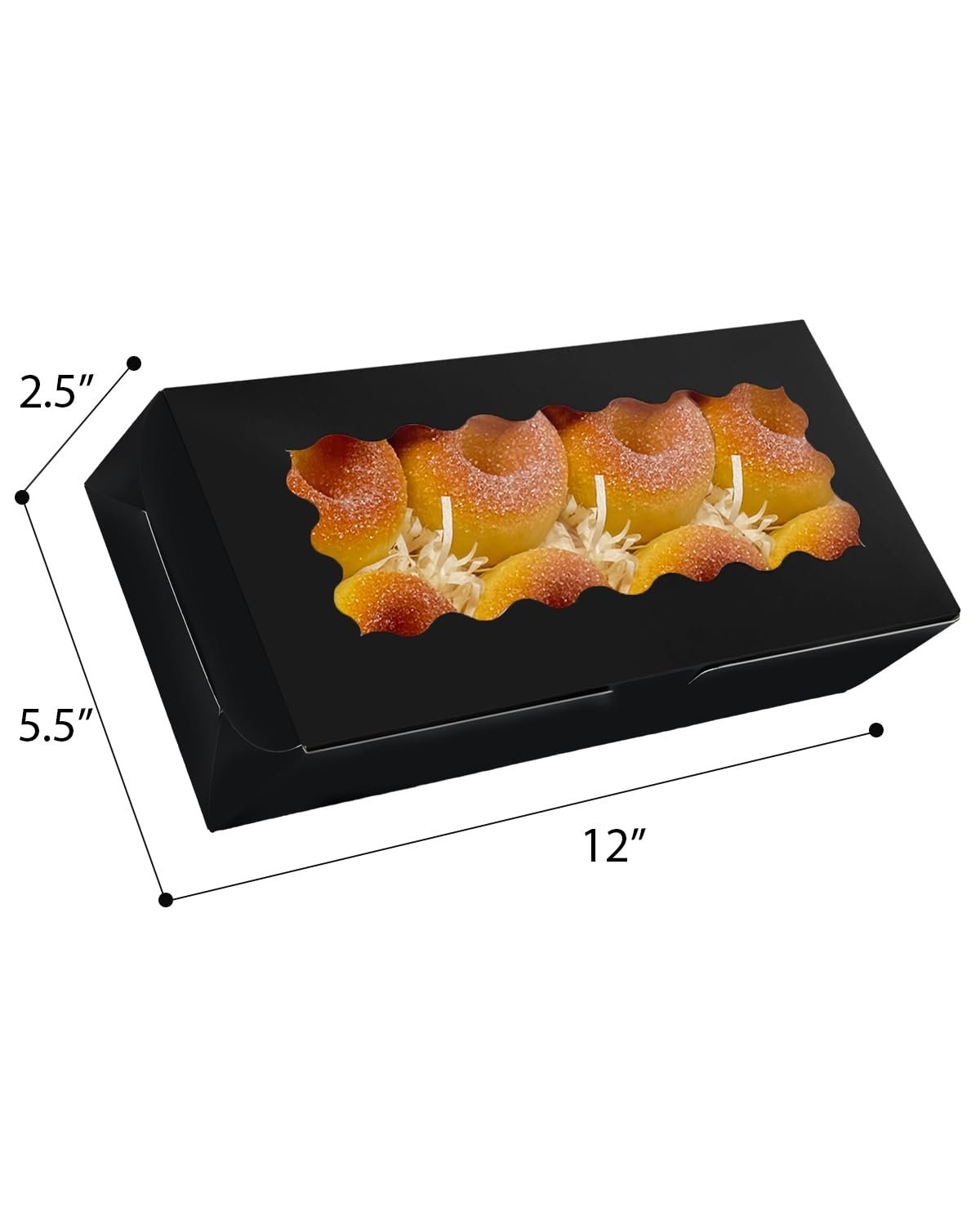 Produttore di Scatole per Biscotti Nere con Finestra 12x5.5x2.5 Pollici 50 Confezioni Marchio Bianco con Logo Personalizzato