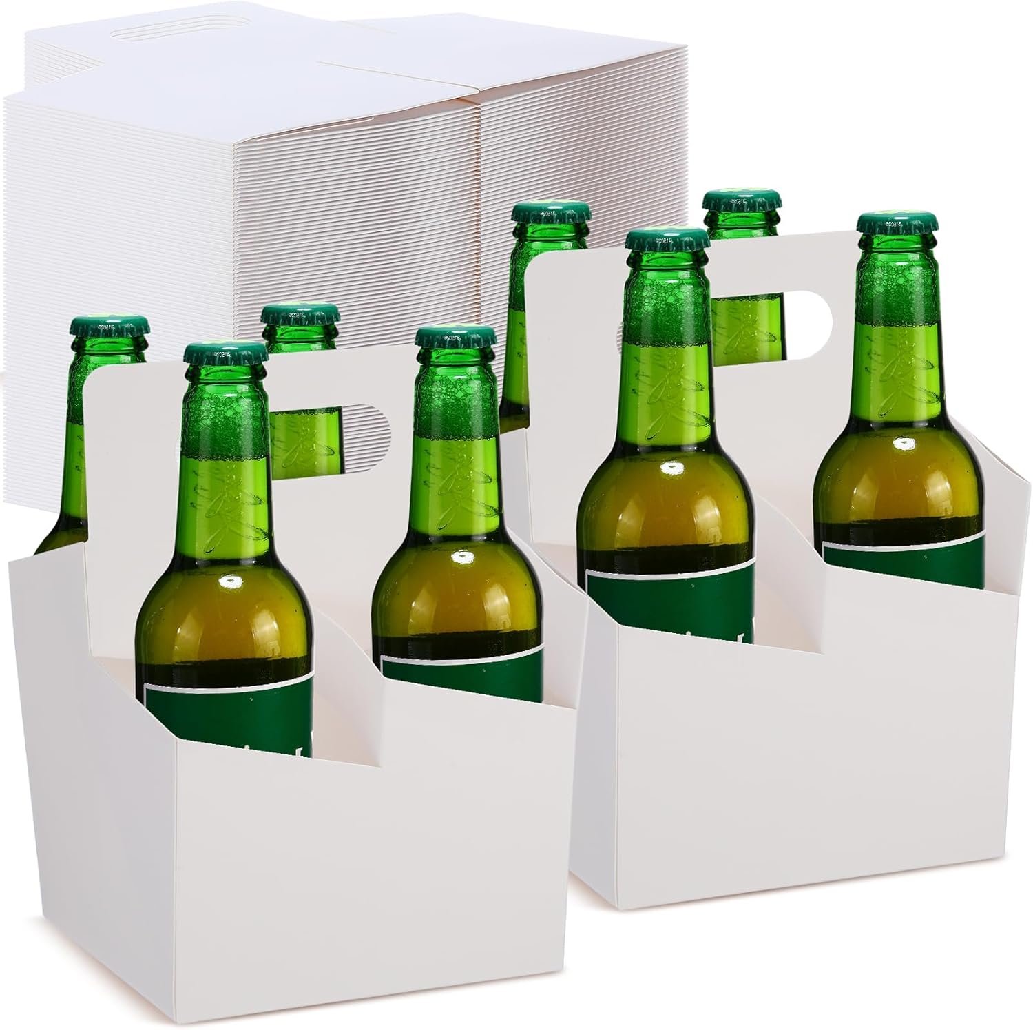 Marchio Bianco Portabirre 4 Bicchieri con Maniglia in Cartone Kraft Monouso per Bevande Calde o Fredde 12-16 oz Consegne Cibo 50 Pezzi con Logo Personalizzato dal Fornitore Bianco