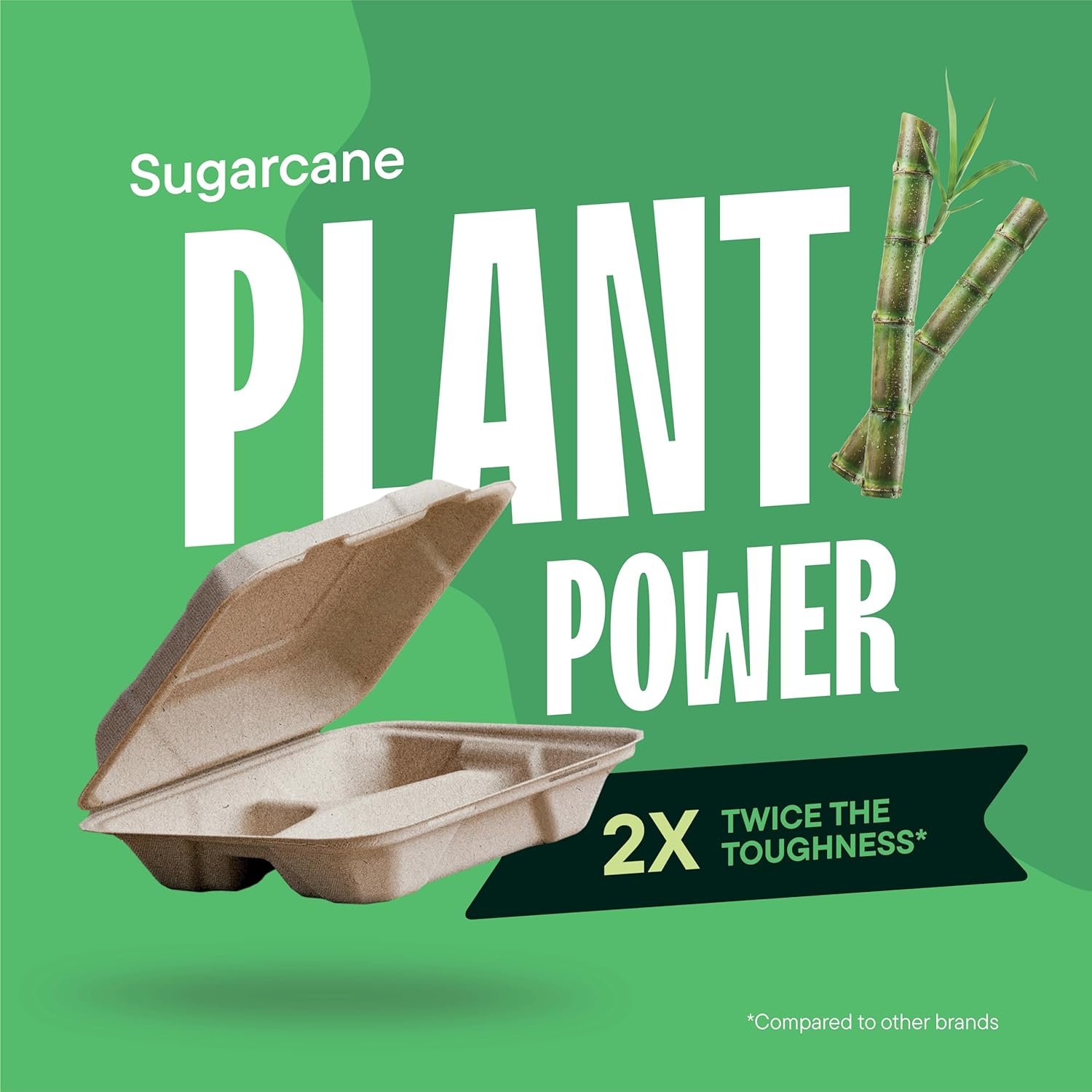 Logo Personalizzato Contenitori a Guscio per Cibo da Asporto 100% Compostabili [8x8