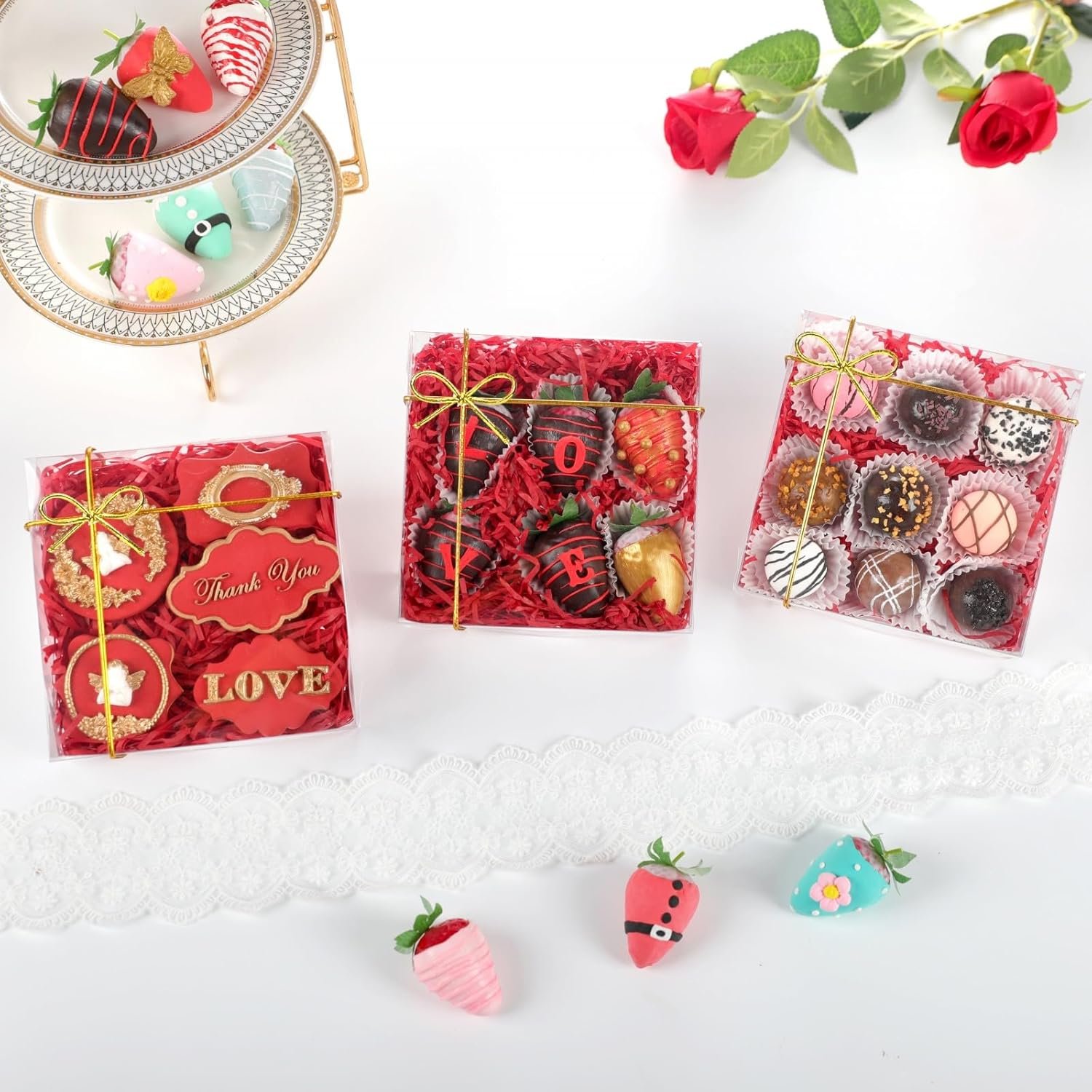 Produttore Scatole per Biscotti 6x6x2 Pollici con Finestra Trasparente 20 Pz con Logo Personalizzato per Macaron Fragole al Cioccolato Torte Pasticceria Tartufi Cakesicle Marchio Bianco