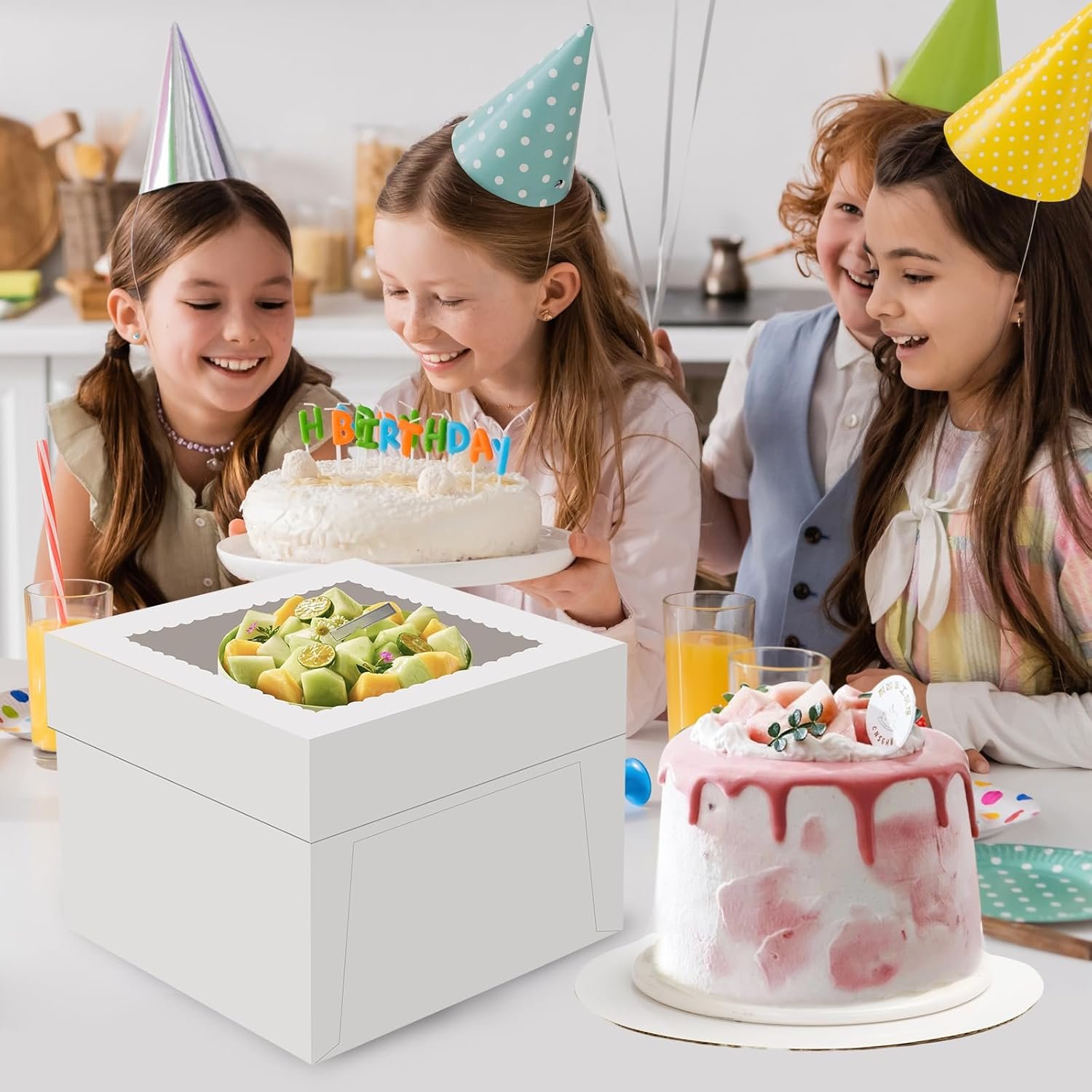 Produttore di Scatole per Torte Confezione da 2 12x12x8 Pollici con Basi Bianche e Grande Finestra Contenitori Monouso con Coperchi per Biscotti Crostate Matrimoni Compleanni con Logo Personalizzato Marchio Bianco