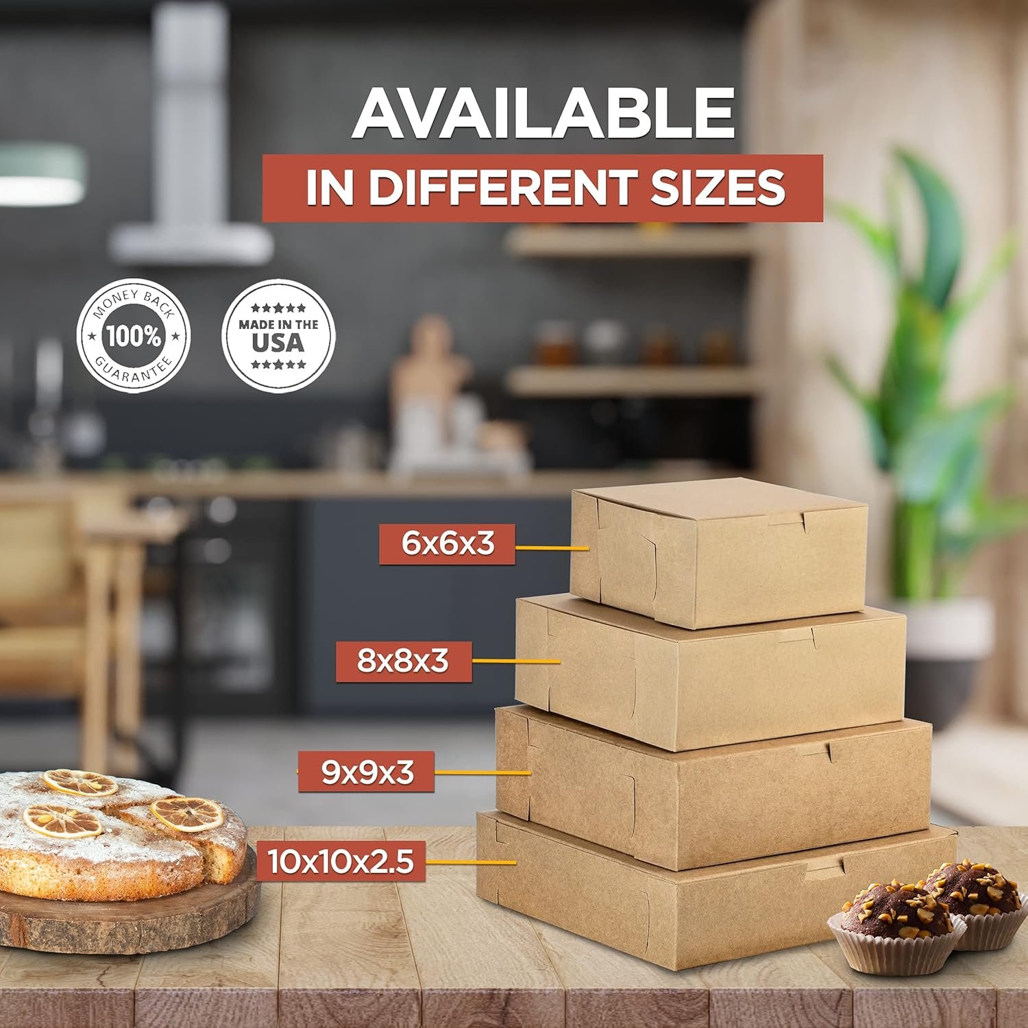 Fornitore Scatole Quadrate Kraft 10x10x2.5 Confezione da 25 per Torte Biscotti Cheesecake con Logo Personalizzato Marchio Bianco per Fragole al Cioccolato Dolci