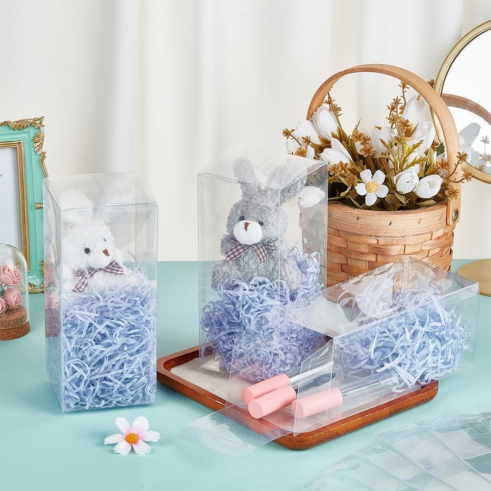 Marchio Bianco Scatole per Bomboniere Trasparenti PVC con Logo Personalizzato 20 pz 8x8x18 cm Rettangolari con Pellicola per Natale Nozze Festa Compleanni da Fornitore