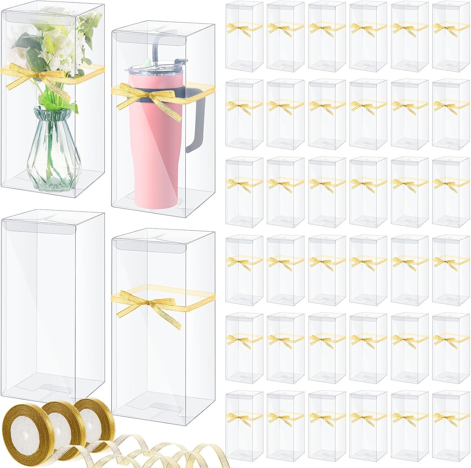 Produttore 50 Pezzi Scatole Regalo Trasparenti per Tumbler con Nastro Sublimazione con Logo Personalizzato Compatibili 11oz 12oz 15oz 20oz 30oz 40oz (12.6 x 5.5 x 4.3 Inch) Marchio Bianco