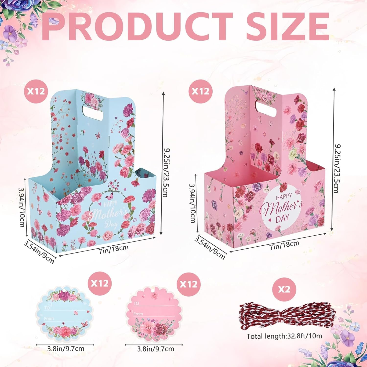 Produttore Portatazza da 2 Tazze 24 Pezzi con Logo Personalizzato e Maniglia a Etichetta in Cartone Monouso per Festa della Mamma Bevande Calde Fredde Caffè Marchio Bianco