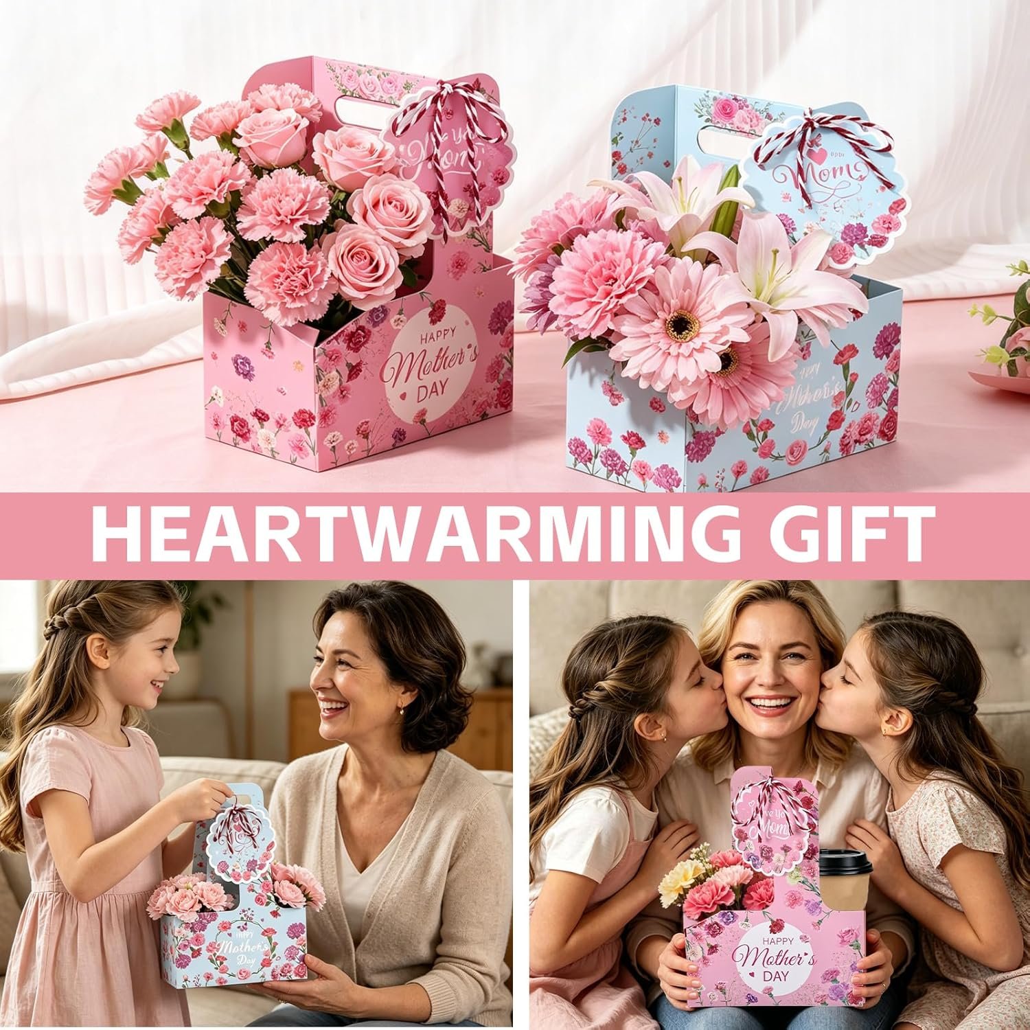 Produttore Portatazza da 2 Tazze 24 Pezzi con Logo Personalizzato e Maniglia a Etichetta in Cartone Monouso per Festa della Mamma Bevande Calde Fredde Caffè Marchio Bianco