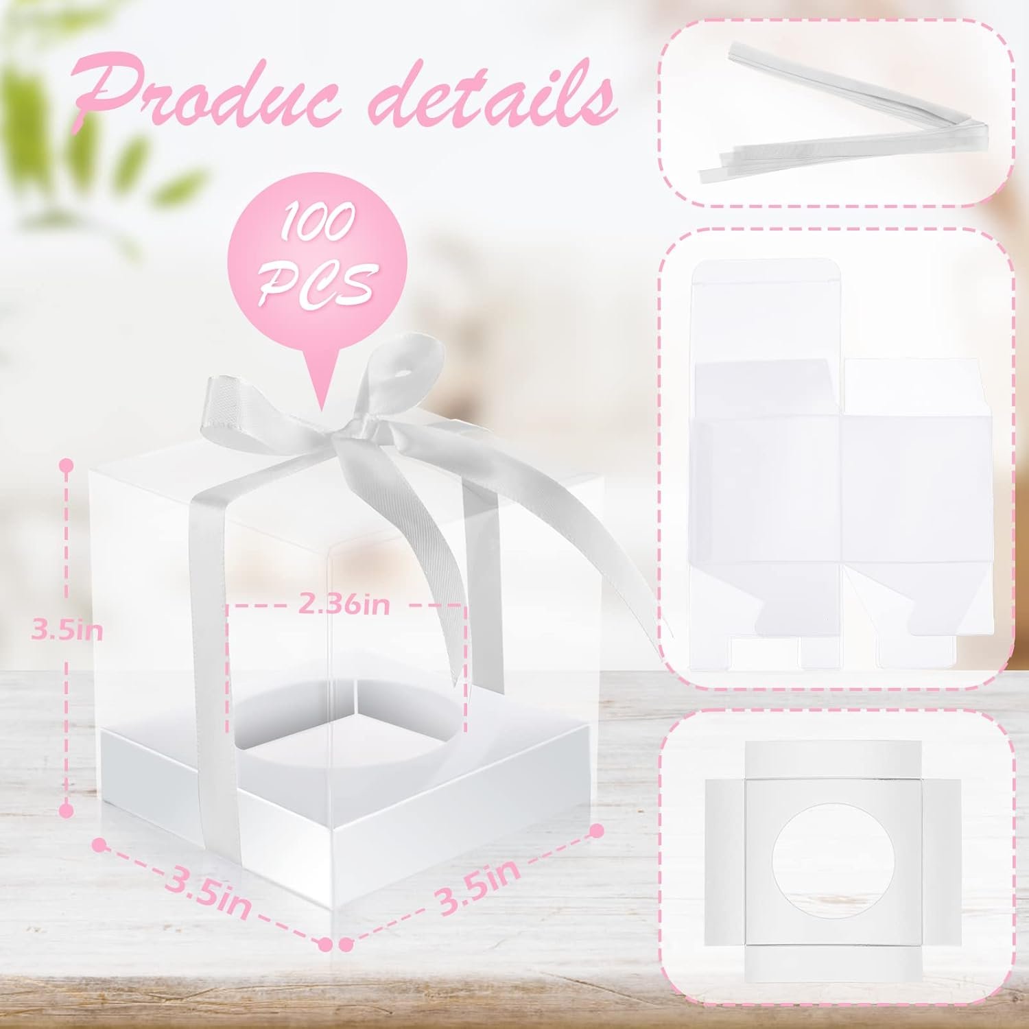 Marchio Bianco 100 Pz Scatole Individuali per Cupcake in Plastica Trasparente 3.5
