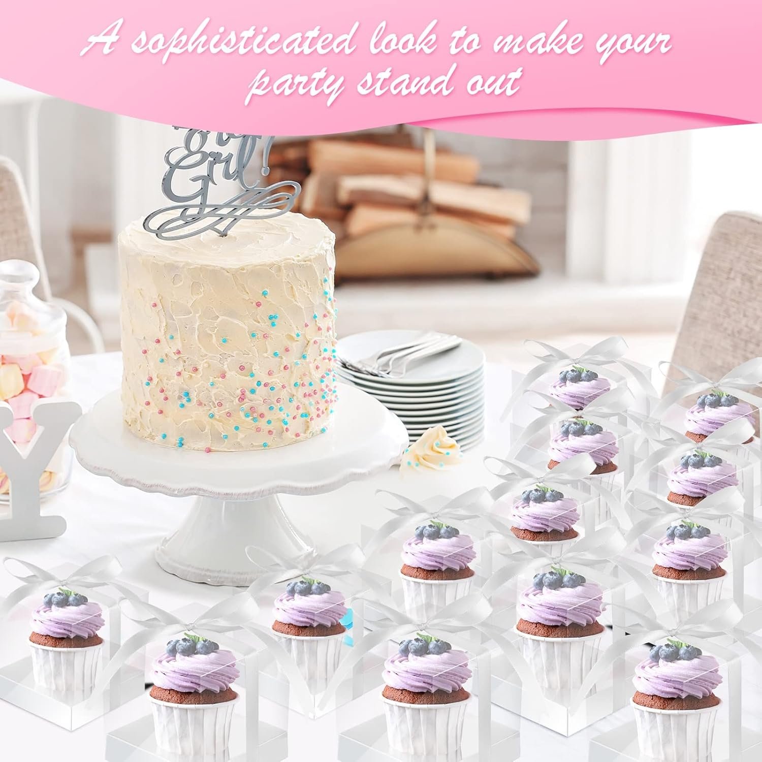 Marchio Bianco 100 Pz Scatole Individuali per Cupcake in Plastica Trasparente 3.5