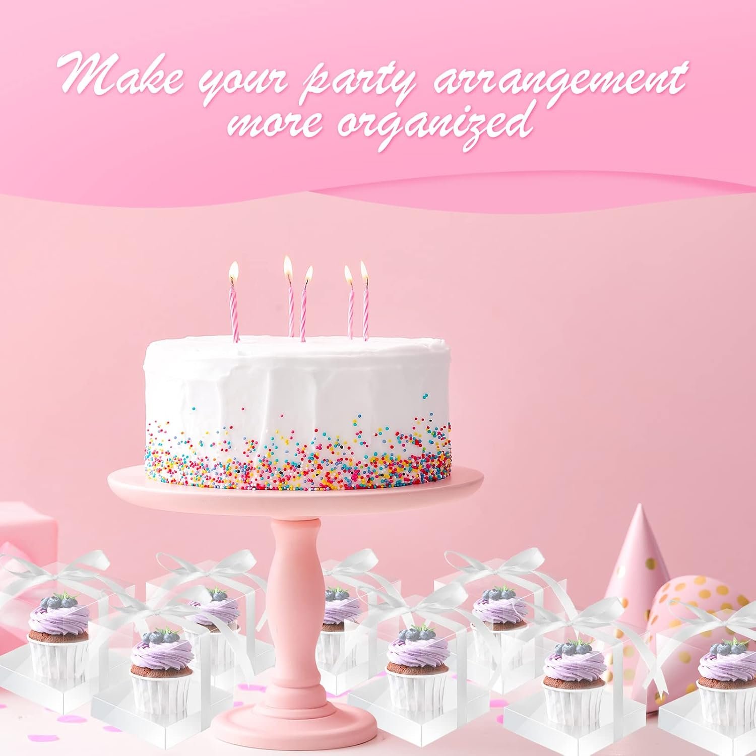 Marchio Bianco 100 Pz Scatole Individuali per Cupcake in Plastica Trasparente 3.5