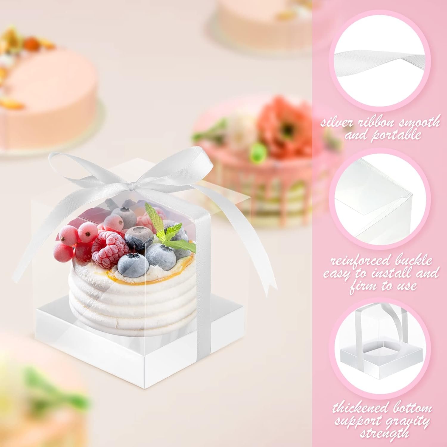 Marchio Bianco 100 Pz Scatole Individuali per Cupcake in Plastica Trasparente 3.5