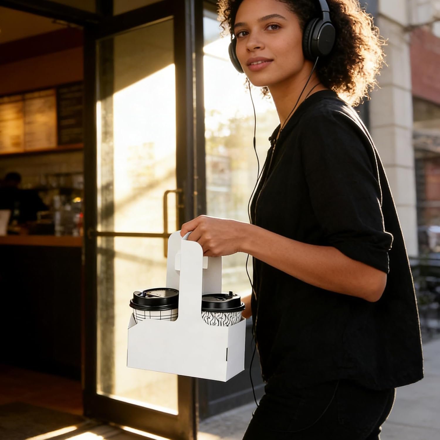 Logo Personalizzato Portabevande 2 Tazze con Maniglia Cartone Kraft Confezione da 50 Marchio Bianco Portatile per Consegne Caffè Bevande 2 o 4 Tazze Fornitore