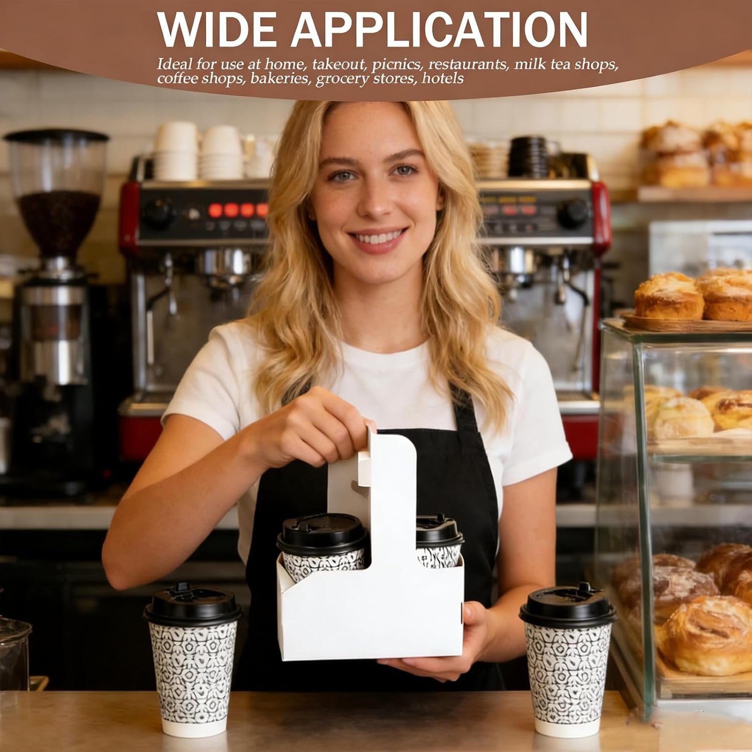 Logo Personalizzato Portabevande 2 Tazze con Maniglia Cartone Kraft Confezione da 50 Marchio Bianco Portatile per Consegne Caffè Bevande 2 o 4 Tazze Fornitore
