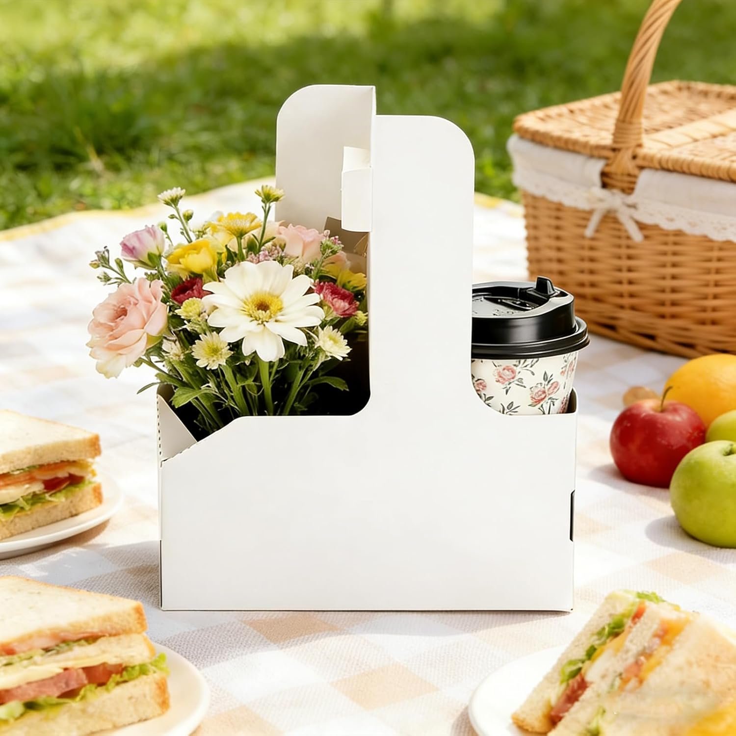 Logo Personalizzato Portabevande 2 Tazze con Maniglia Cartone Kraft Confezione da 50 Marchio Bianco Portatile per Consegne Caffè Bevande 2 o 4 Tazze Fornitore