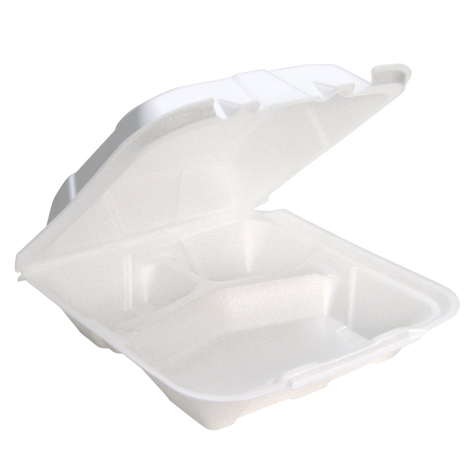 Logo Personalizzato Contenitori in Schiuma con Coperchio a Cerniera Bianchi 9 x 9 x 3-1/4 Marchio Bianco 3 Scomparti Produttore Confezione da 150
