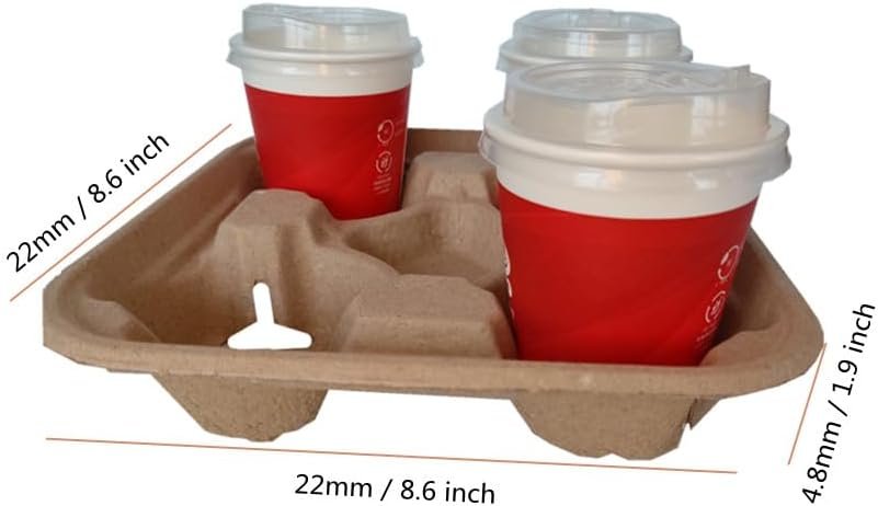 Logo Personalizzato Vassoi Portabevande Monouso per 4 Bicchieri Biodegradabili in Fibra di Polpa Compostabili Anti-Sversamento per Bevande Calde Fredde Marchio Bianco per Auto Consegne Cibo Ristoranti Caffè dal Fornitore (36 Pezzi)