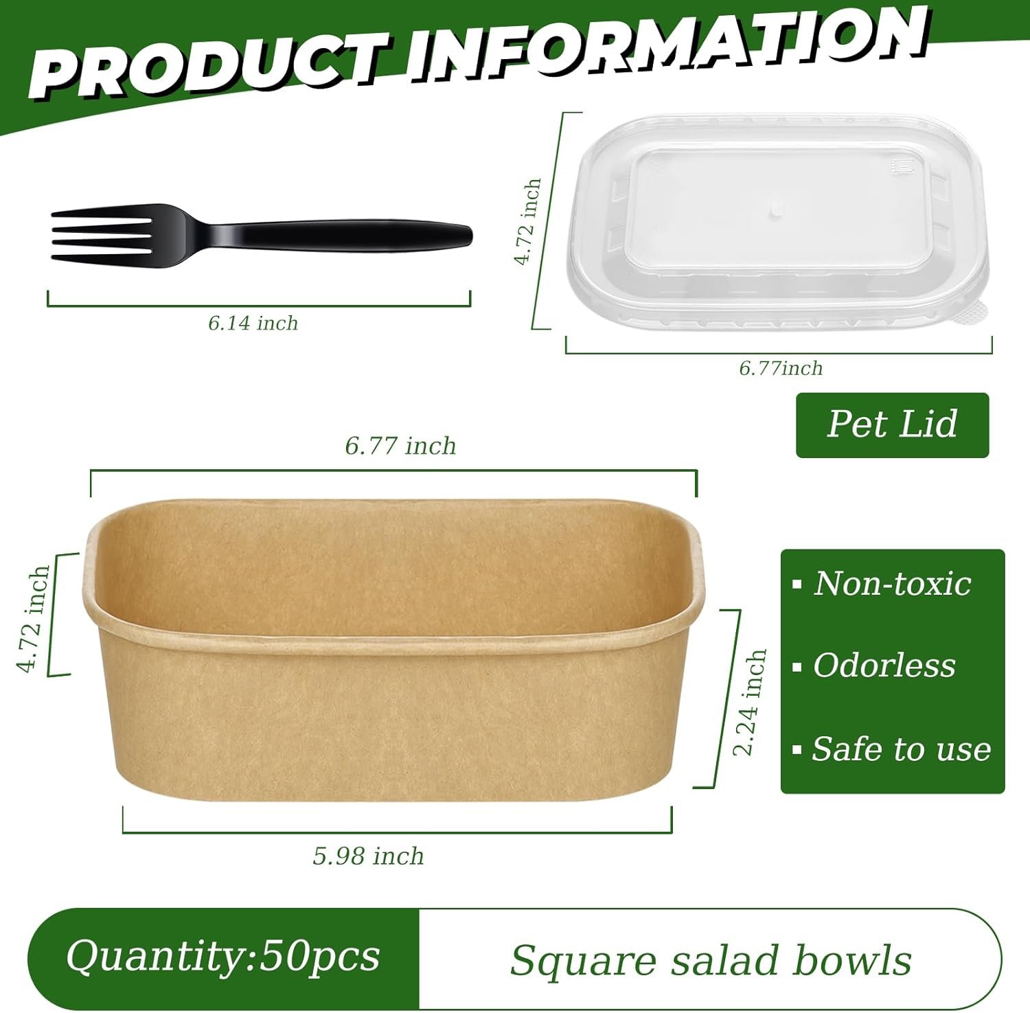 Marchio Bianco Ciotole Carta 34oz Confezione 50 con Coperchi Forchette Rettangolari per Insalate Pasta Logo Personalizzato Produttore Marchio Bianco Ciotole Carta 34oz Confezione 50 con Coperchi Forchette Rettangolari per Insalate Pasta Logo Personalizzato Produttore
