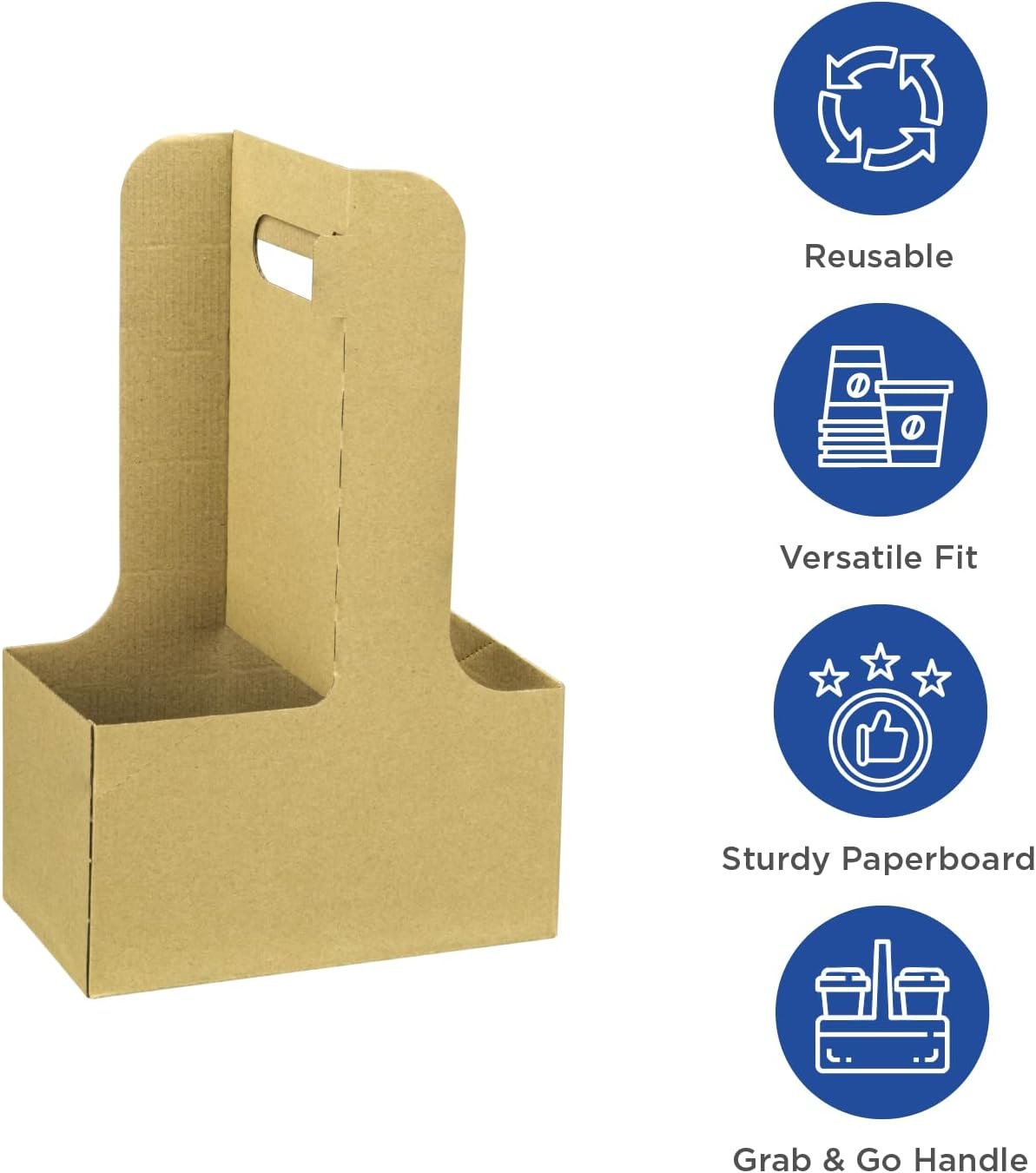 Portabevande in Cartone con Logo Personalizzato e Manico - Portatazza Robusto in Kraft per Tazze 10-32 oz con Marchio Bianco - Ecologico Monouso per Bevande Calde/Fredde da Asporto (2 Tazze) Produttore