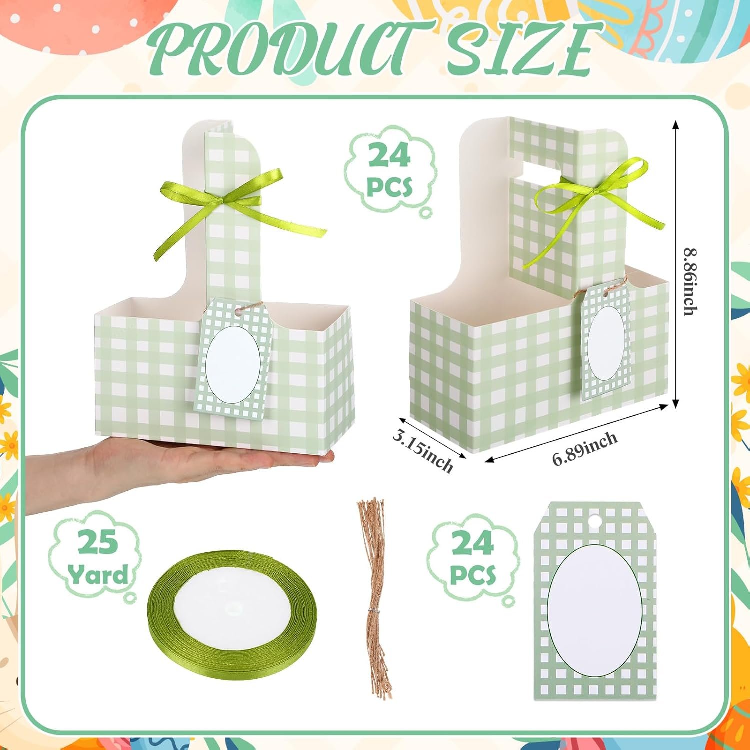 Logo Personalizzato 24 Set Portabevande per 2 Bicchieri con Manici Gingham Fiori Carte Marchio Bianco per Festa della Mamma Nozze Compleanni Produttore Verde Logo Personalizzato 24 Set Portabevande per 2 Bicchieri con Manici Gingham Fiori Carte Marchio Bianco per Festa della Mamma Nozze Compleanni Produttore Verde