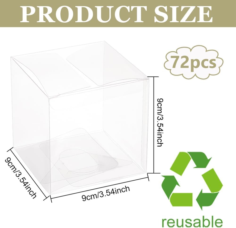Marchio Bianco Scatole in Plastica Trasparenti per Bomboniere Pasquali Festa 3,5 x 3,5 x 3,5 Pollici Cubo Regalo Imballaggio Compleanno Matrimonio con Logo Personalizzato Fornitore