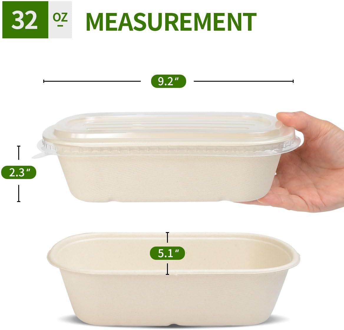 Logo Personalizzato Confezione da 50 Contenitori Monouso da 32 oz + 50 Coperchi in Carta per Preparazione Pasti Asporto Pranzo Avanzi Marchio Bianco Produttore