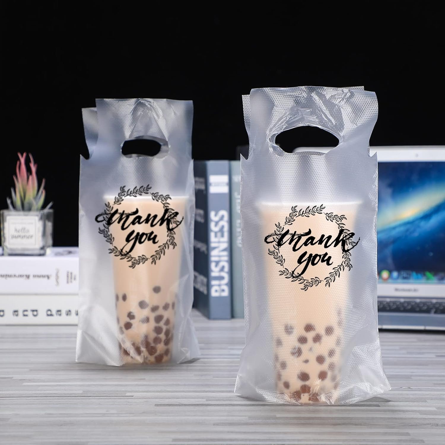 Marchio Bianco Sacchetti Portabevande Plastica 1000 Pezzi con Manico Trasparente Grazie per Caffè Tè Bevande Succhi (per 1 Tazza) Logo Personalizzato Produttore Marchio Bianco Sacchetti Portabevande Plastica 1000 Pezzi con Manico Trasparente Grazie per Caffè Tè Bevande Succhi (per 1 Tazza) Logo Personalizzato Produttore