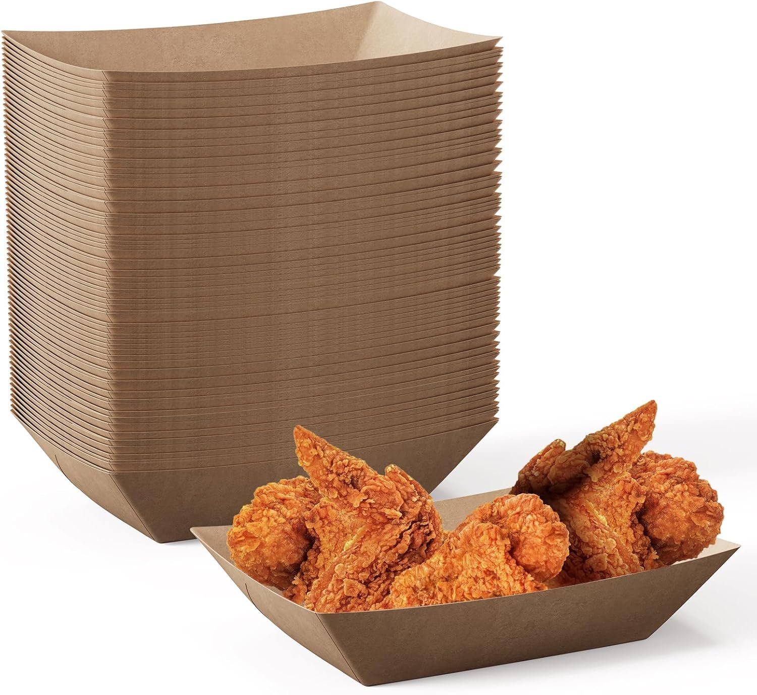Logo Personalizzato Vaschette Carta Monouso da 2 lb Confezione 100 Barche dal Fornitore con Marchio Bianco per Snack Patatine Nachos Hot Dog Tacos BBQ