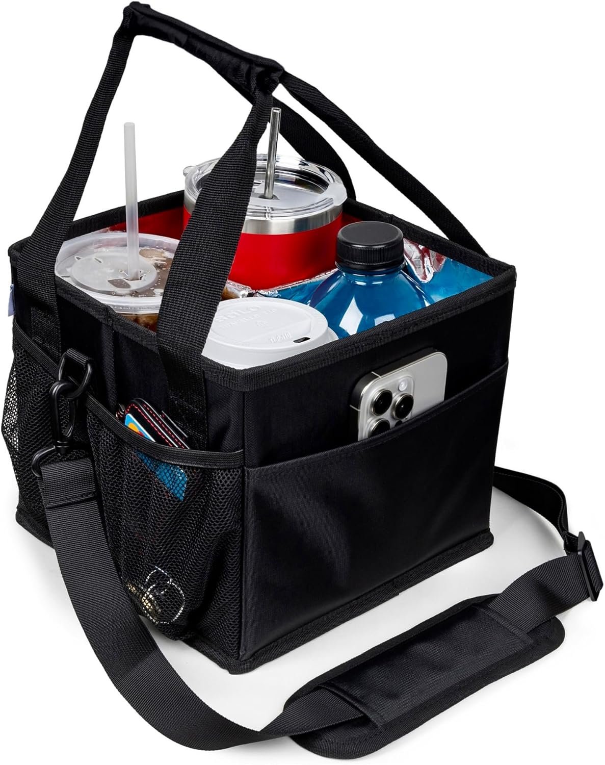 Marchio Bianco Portabevande Riutilizzabile con Maniglia – Anti-ribaltamento per 4 Tazze con Tracolla per Consegne Logo Personalizzato – Isolante Pieghevole Divisori Regolabili Borsa Tote Portatile per Auto dal Produttore