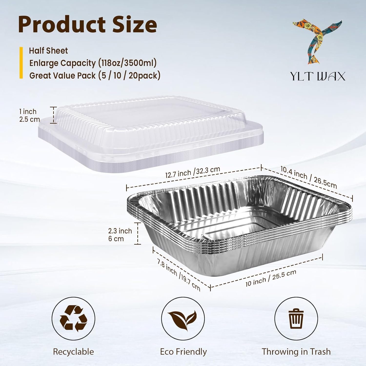 Produttore Teglie Monouso Alluminio 9x13 con Coperchi Trasparenti Confezione da 10 Logo Personalizzato Contenitori Alimenti Resistenti Formato 1/2 Profondo Extra Heavy Duty per Forno Cottura Arrosto Riscaldamento Tavolo Vapore Marchio Bianco
