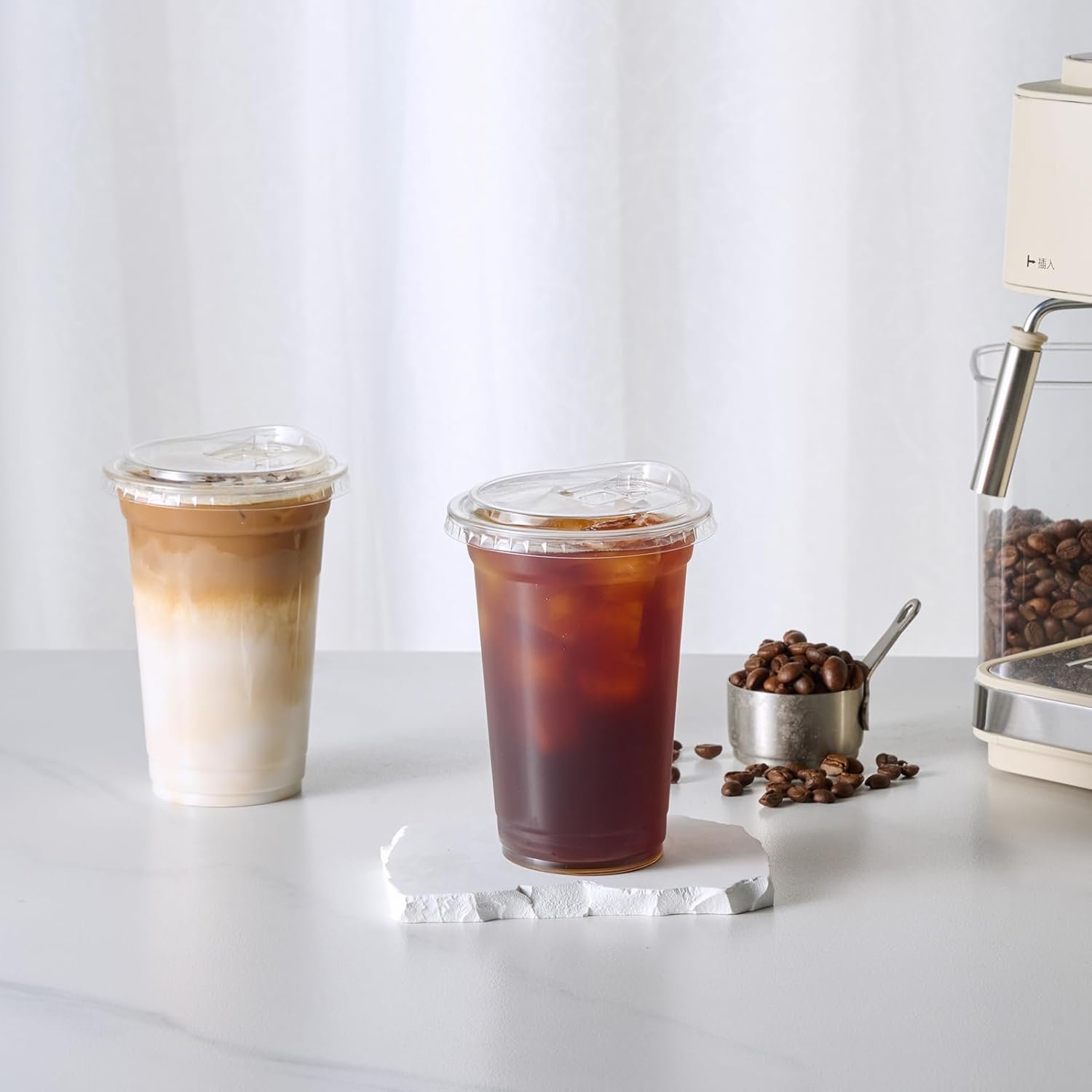 Logo Personalizzato Bicchieri Plastica Trasparente 12 OZ 200 Set con Coperchi Sip Senza Cannuccia Marchio Bianco per Caffè Ghiacciato Smoothie Soda Limonata Fornitore Diretto
