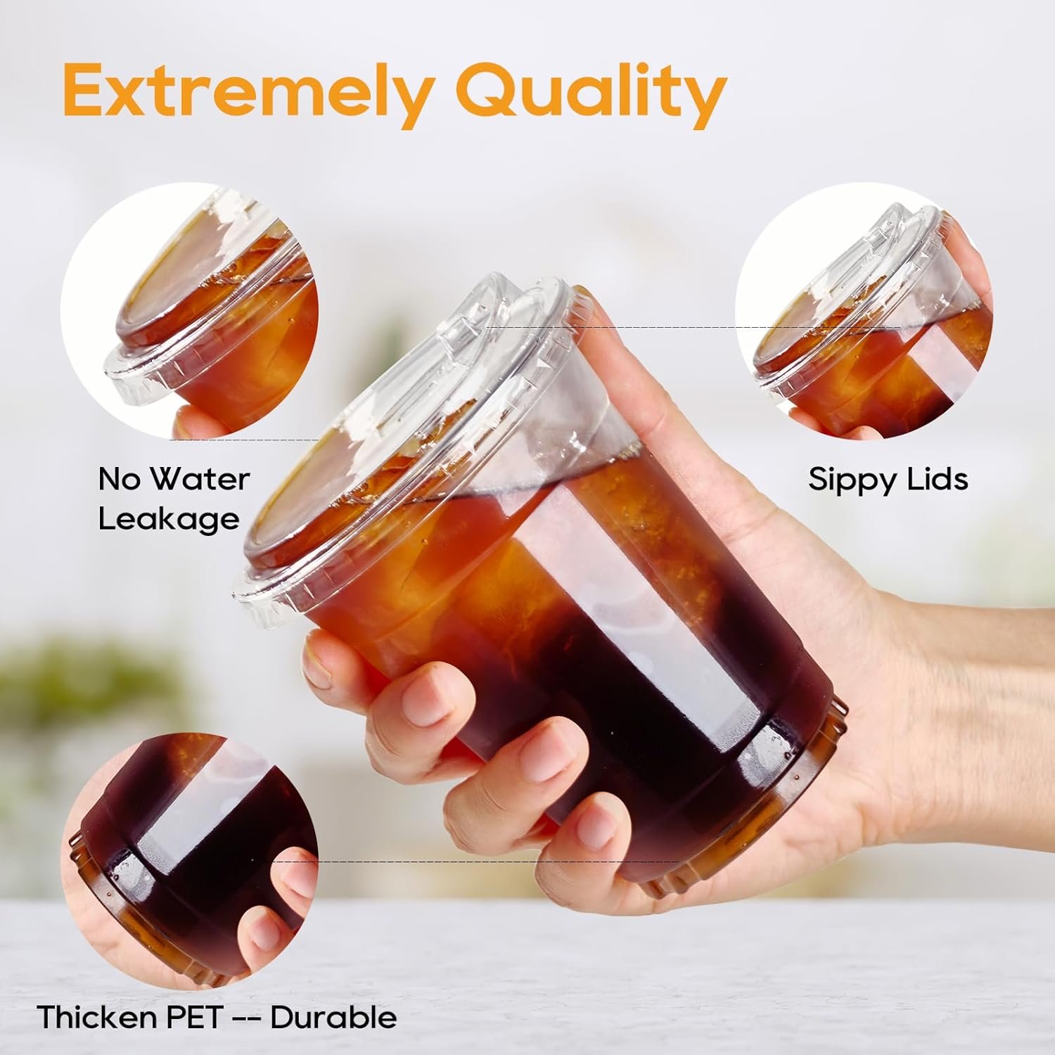 Logo Personalizzato Bicchieri Plastica Trasparente 12 OZ 200 Set con Coperchi Sip Senza Cannuccia Marchio Bianco per Caffè Ghiacciato Smoothie Soda Limonata Fornitore Diretto