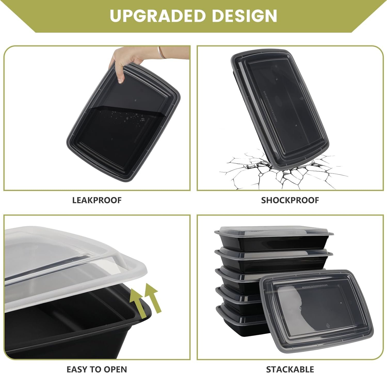 Produttore di Contenitori Meal Prep Riutilizzabili 48oz con Coperchi Confezione da 30 Da Asporto Senza BPA Adatti a Microonde Lavastoviglie Congelatore con Logo Personalizzato Marchio Bianco