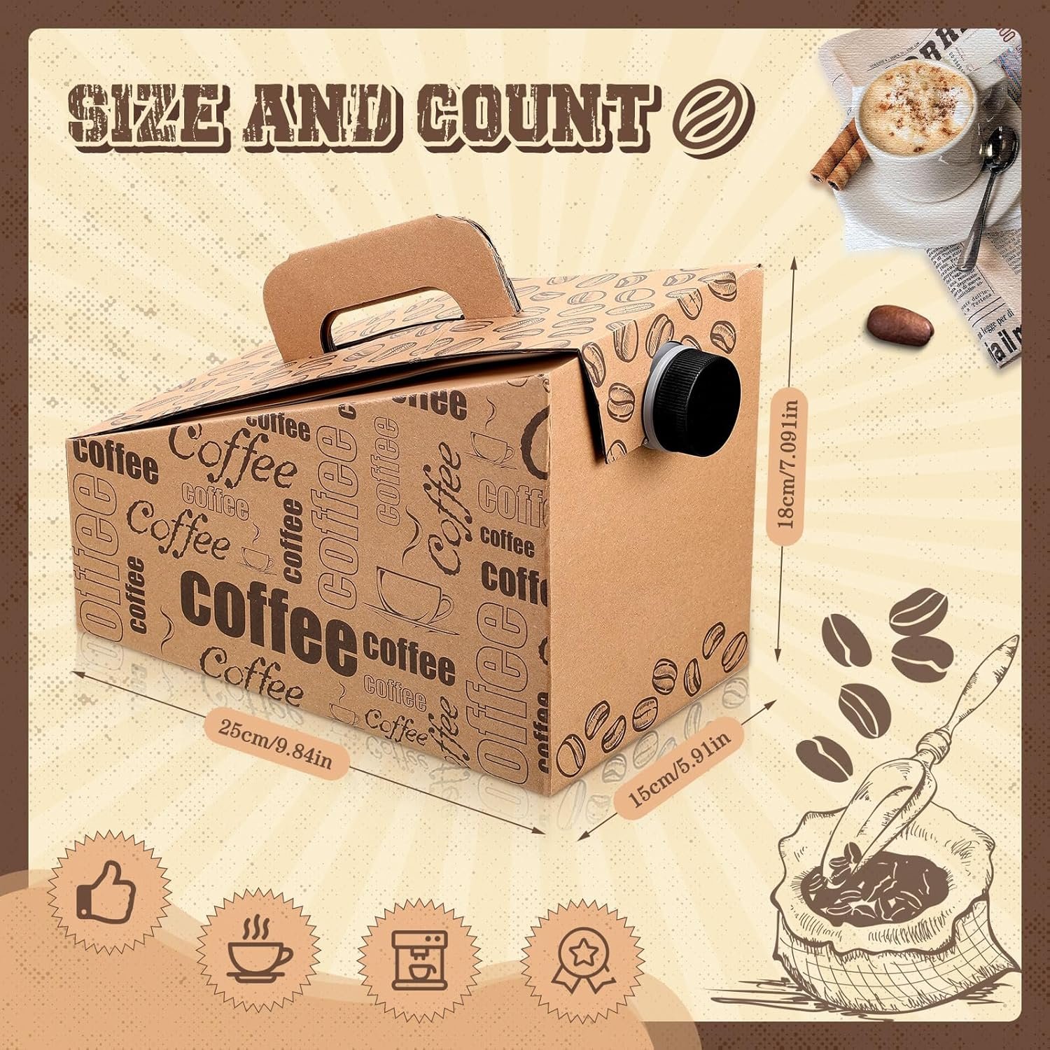 Marchio Bianco Dispenser per Caffè Monouso Confezione da 10 da 96 oz Isolati con Logo Personalizzato Portatili con Maniglia per Feste Catering Fornitore