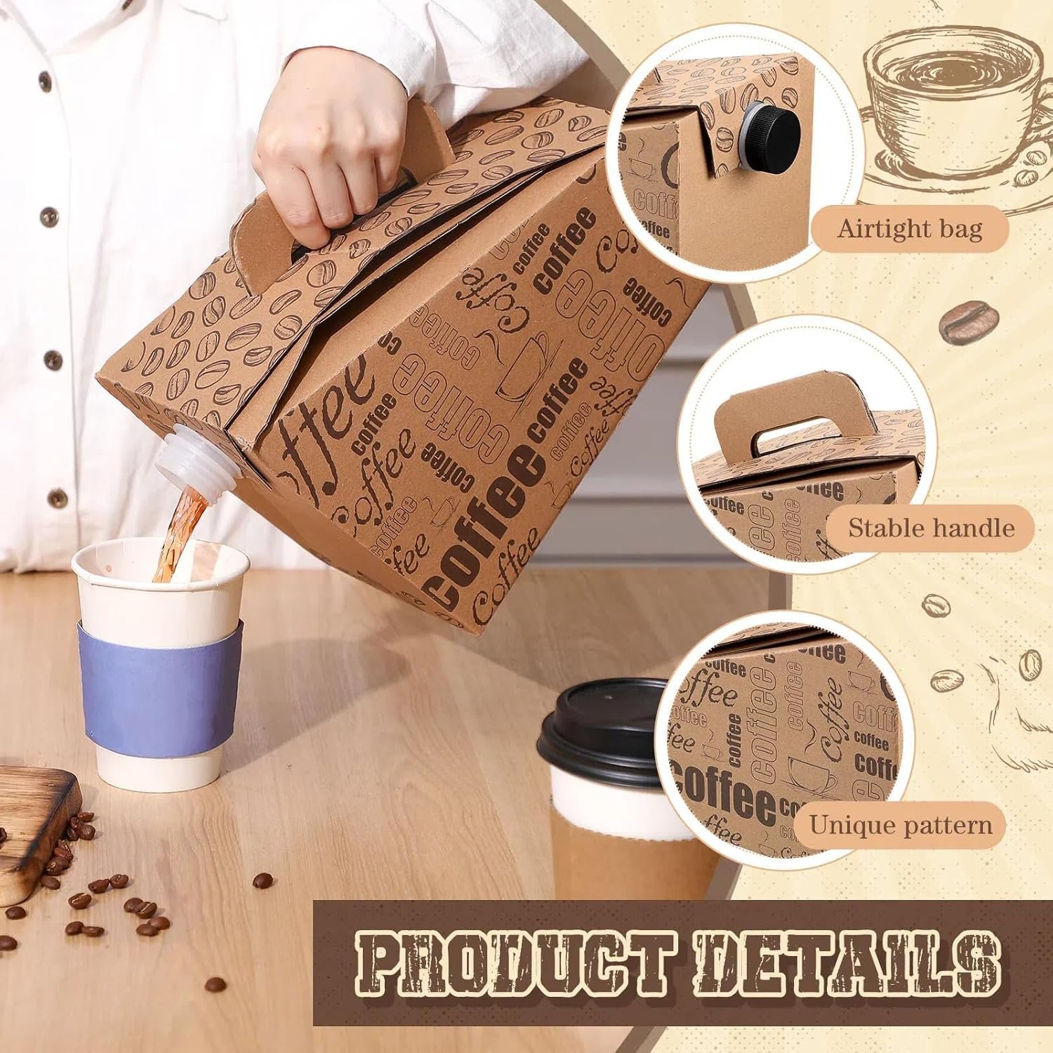 Marchio Bianco Dispenser per Caffè Monouso Confezione da 10 da 96 oz Isolati con Logo Personalizzato Portatili con Maniglia per Feste Catering Fornitore