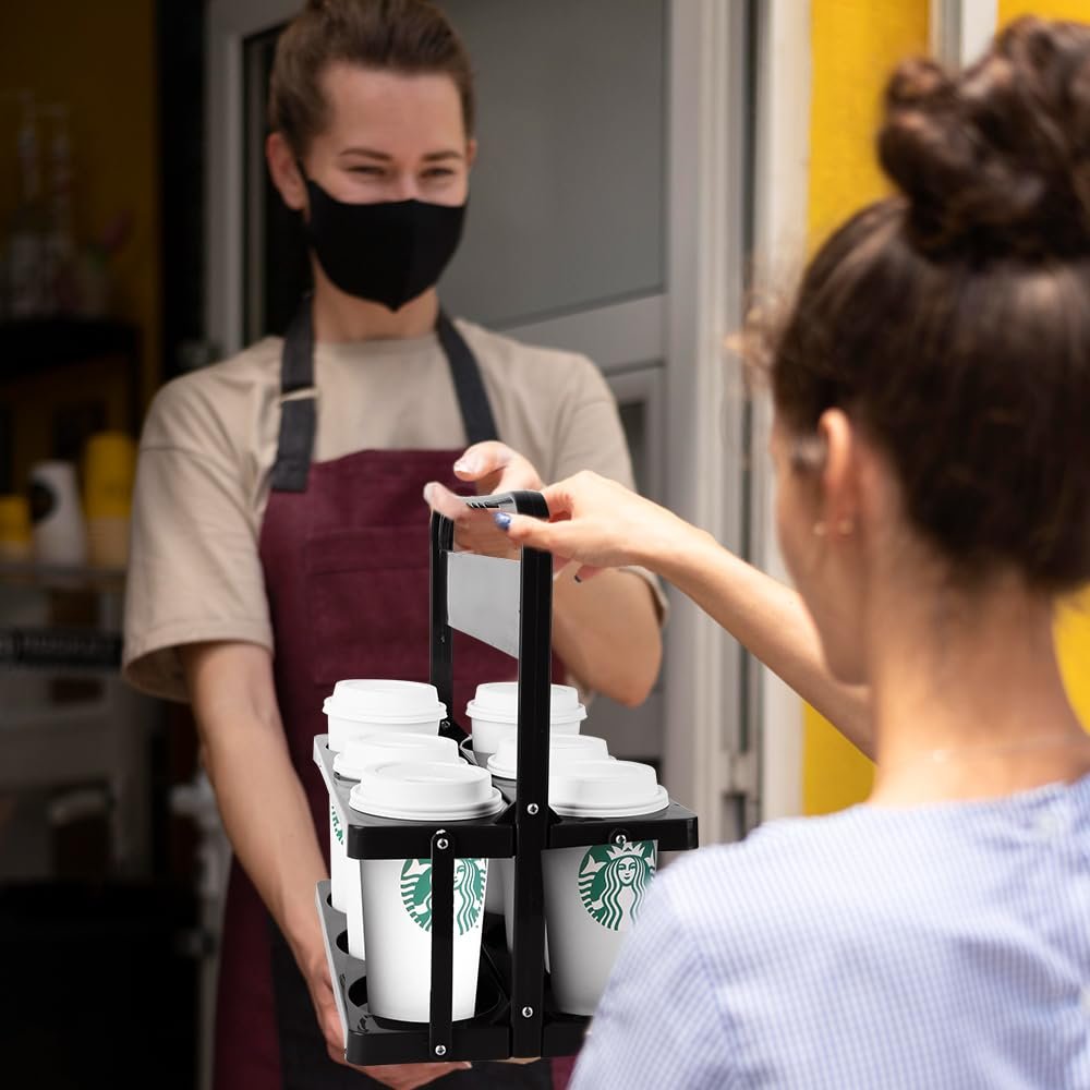 Marchio Bianco Portabicchieri per 6 Tazze con Maniglia in Plastica Pieghevole Riutilizzabile per Consegne Rider e Auto dal Produttore con Logo Personalizzato Marchio Bianco Portabicchieri per 6 Tazze con Maniglia in Plastica Pieghevole Riutilizzabile per Consegne Rider e Auto dal Produttore con Logo Personalizzato