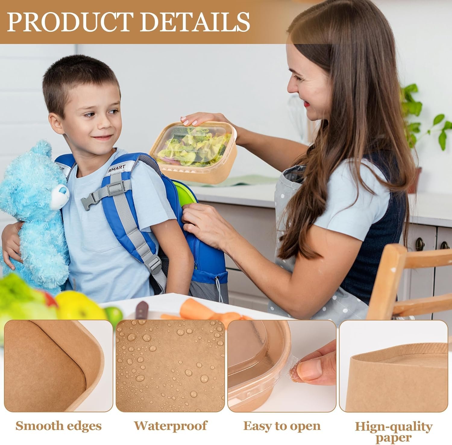 Marchio Bianco Confezione da 50 Ciotole di Carta Grandi Monouso da 25oz con Coperchi e Forchette con Logo Personalizzato per Insalata Noodles Congelatore e Microonde del Fornitore Marchio Bianco Confezione da 50 Ciotole di Carta Grandi Monouso da 25oz con Coperchi e Forchette con Logo Personalizzato per Insalata Noodles Congelatore e Microonde del Fornitore