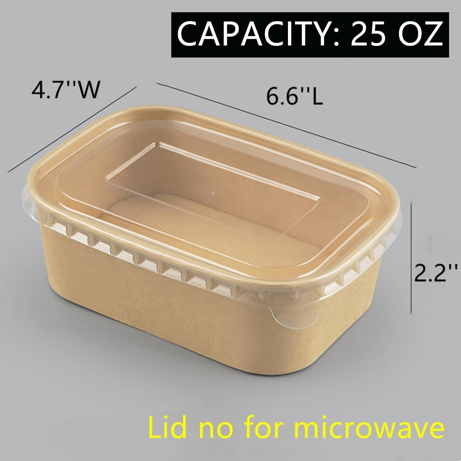 Marchio Bianco Confezione da 50 Contenitori Meal Prep Carta 25oz con Coperchi Logo Personalizzato Monouso Kraft Impilabili Resistenti all'Olio Ciotole Insalata Asporto Picnic Feste Fornitore Sicuri Microonde Congelatore