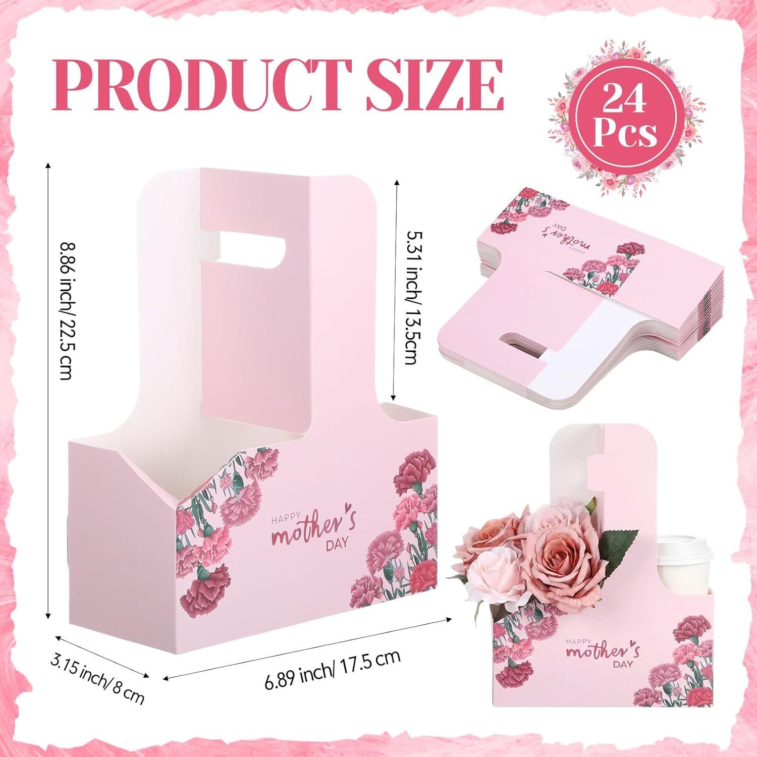 Marchio Bianco Portabevande 2 Tazze con Maniglia 24 Pz Festa della Mamma, Logo Personalizzato Cartone Usa e Getta Pieghevole per Caffè Bevande Calde Fredde Fornitore