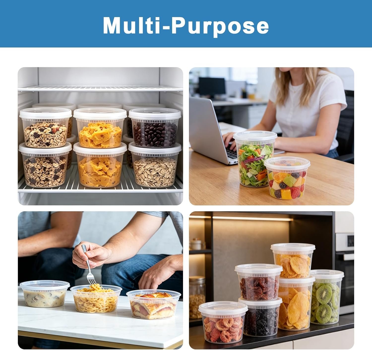 Logo Personalizzato 60 Set Contenitori con Coperchi da 8/16/32 oz Senza BPA Ermetici per Asporto Impilabili a Tenuta Stagna Sicuri Microonde Congelatore per Zuppe Salse Avanzi Marchio Bianco dal Fornitore