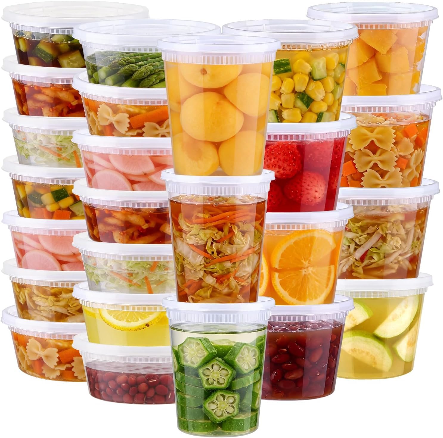 Logo Personalizzato 60 Set Contenitori con Coperchi da 8/16/32 oz Senza BPA Ermetici per Asporto Impilabili a Tenuta Stagna Sicuri Microonde Congelatore per Zuppe Salse Avanzi Marchio Bianco dal Fornitore
