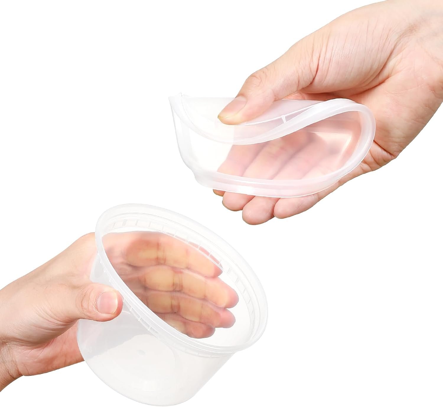 Logo Personalizzato Contenitori Deli Plastica 16 oz con Coperchi 100 Set Ermetici per Conservazione Alimenti Adatti Congelatore Lavastoviglie Microonde Marchio Bianco Ideali Takeout Meal Prep dal Fornitore