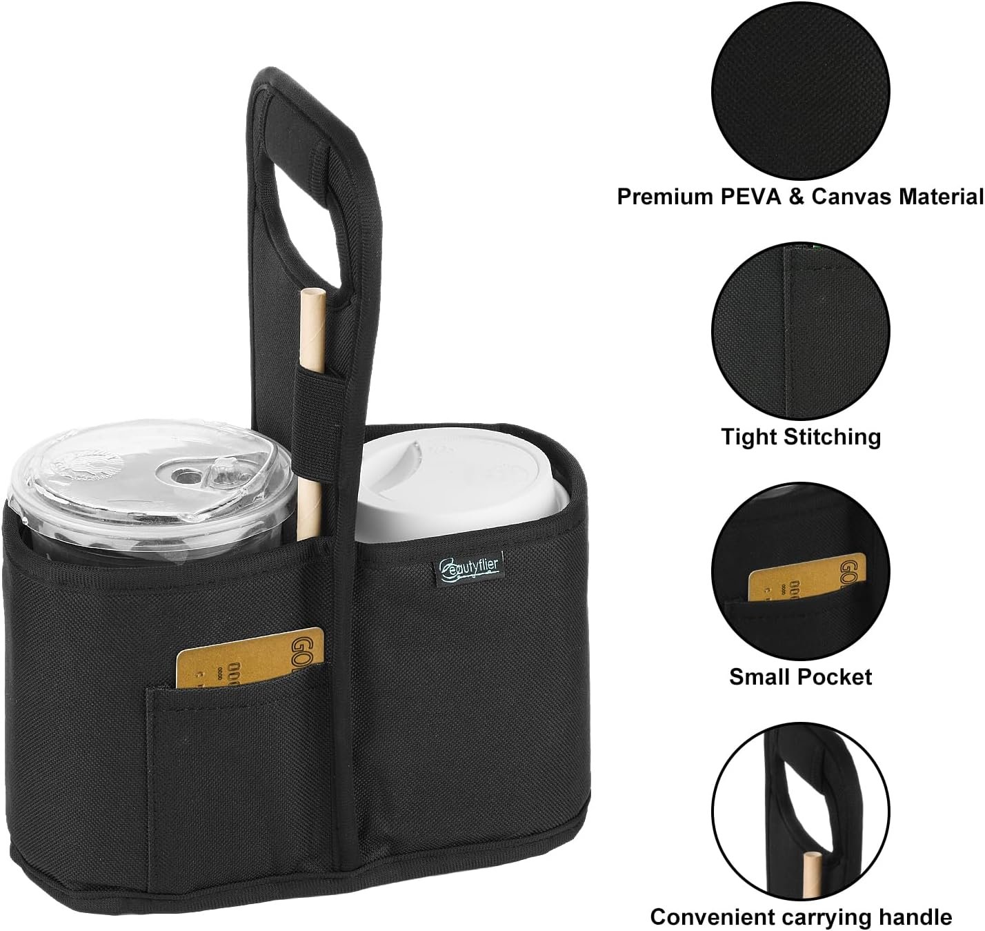 Fornitore Portabevande con Maniglia Logo Personalizzato per 2 Tazze Isolati Riutilizzabili Marchio Bianco Borsa Tote Portatile per Consegne Bevande Calde e Fredde