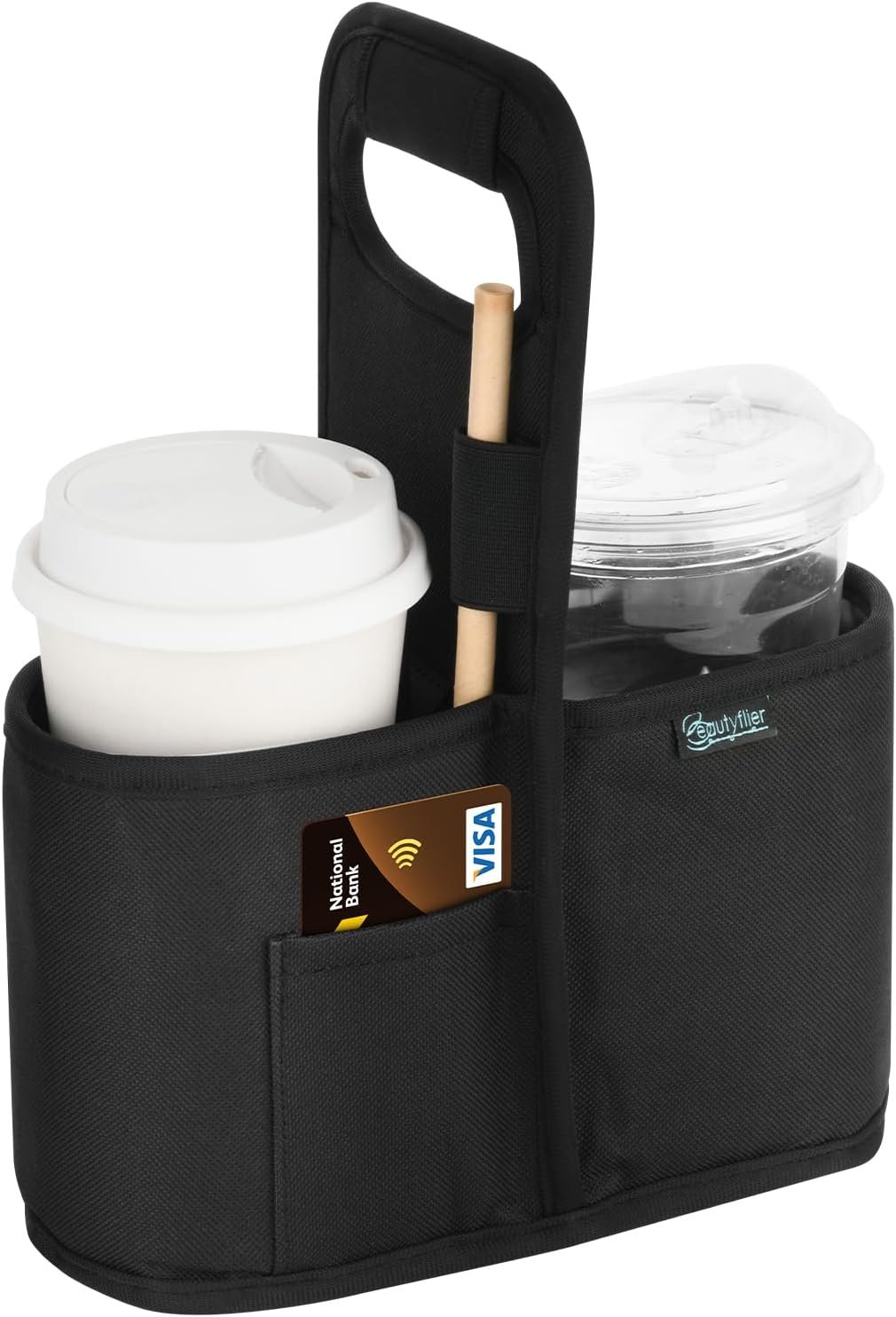Fornitore Portabevande con Maniglia Logo Personalizzato per 2 Tazze Isolati Riutilizzabili Marchio Bianco Borsa Tote Portatile per Consegne Bevande Calde e Fredde