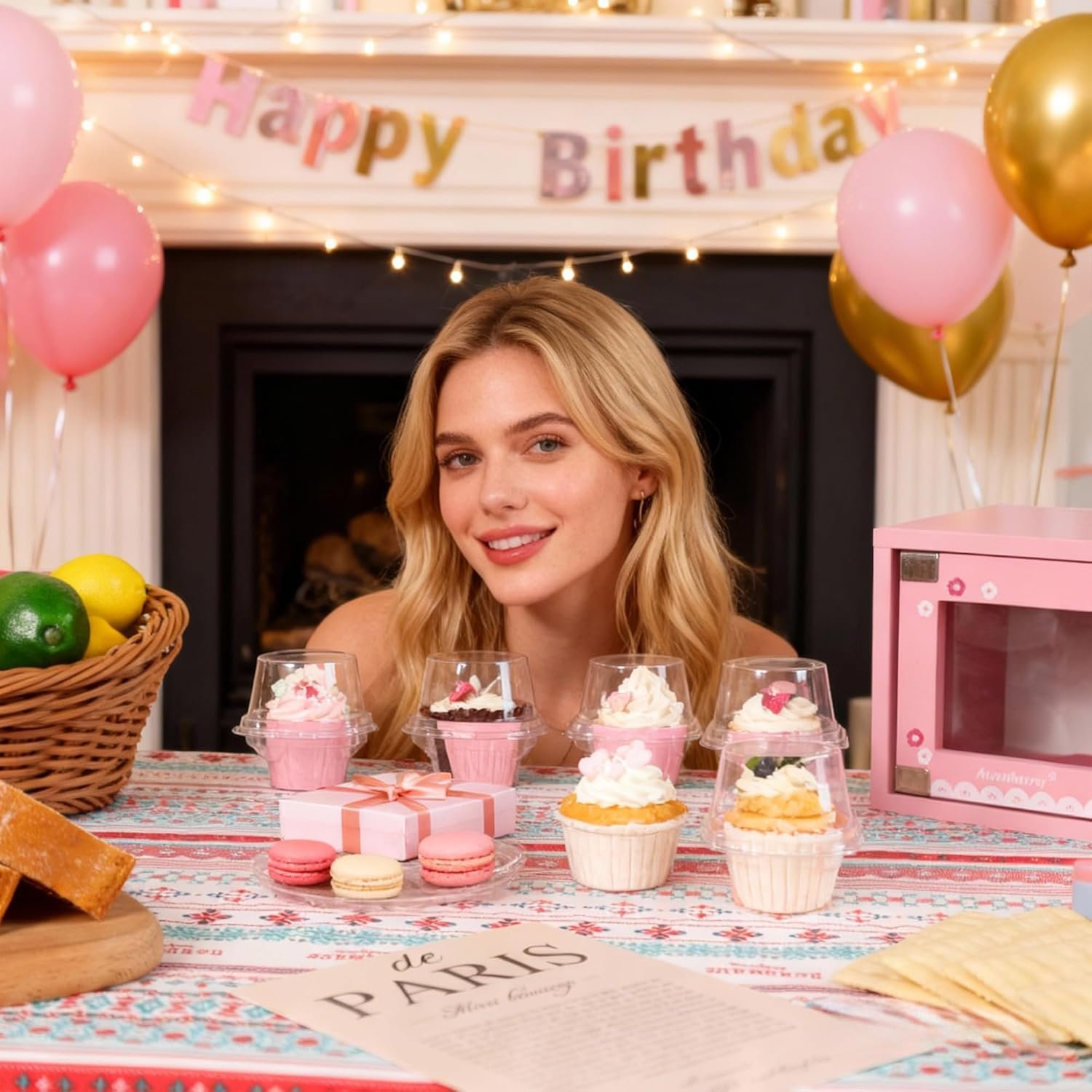 Fornitore di contenitori per cupcake in plastica con logo personalizzato - Confezione da 50 pezzi impilabili a cupola profonda - Marchio Bianco