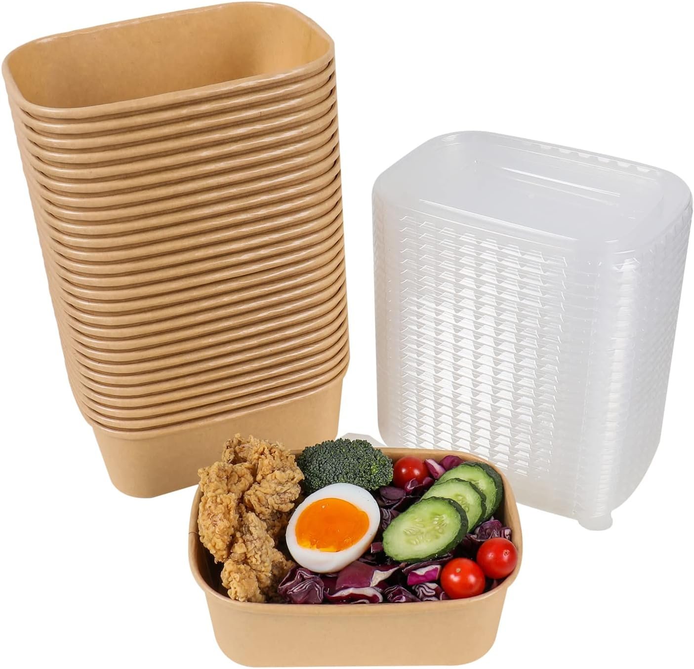 Ciotole con Logo Personalizzato monouso carta kraft 25 oz rettangolari con coperchi per zuppa cibo e feste marchio bianco dal fornitore confezione da 50 Ciotole con Logo Personalizzato monouso carta kraft 25 oz rettangolari con coperchi per zuppa cibo e feste marchio bianco dal fornitore confezione da 50