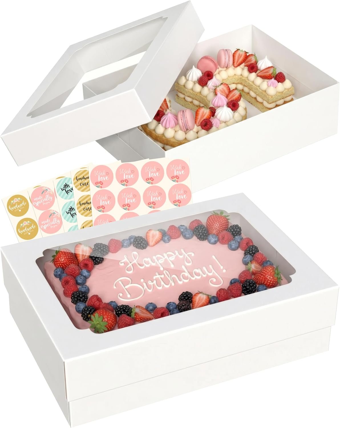 Fornitore 10pz Scatole Torte Quarter Sheet 14x10x4 Pollici Bianche Rettangolari con Finestra Logo Personalizzato per Pasticceria Donuts Cupcakes Biscotti Pie con 80 Adesivi Marchio Bianco Fornitore 10pz Scatole Torte Quarter Sheet 14x10x4 Pollici Bianche Rettangolari con Finestra Logo Personalizzato per Pasticceria Donuts Cupcakes Biscotti Pie con 80 Adesivi Marchio Bianco
